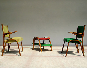 2 chairs and coffee table Bow-Wood for Steiner 1950