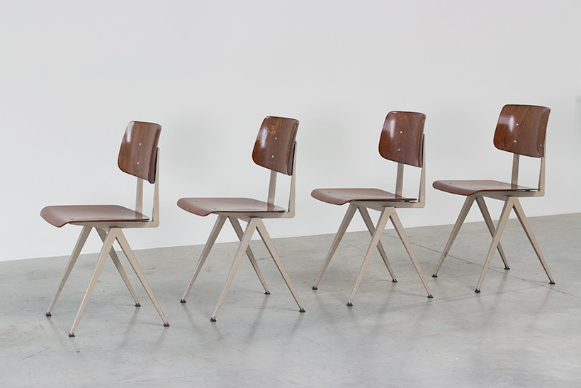 4 industrial compass chairs with plywood seating img 5