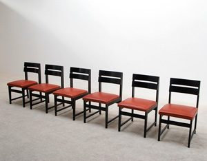 6 black ebonized dinning chairs