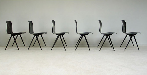 6 industrial plywood school chairs