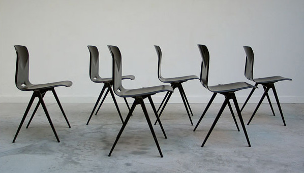 6 industrial plywood school compass chairs