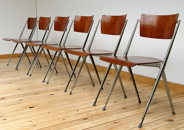 6 industrial Pyramid chairs Wim Rietveld De Cirkel