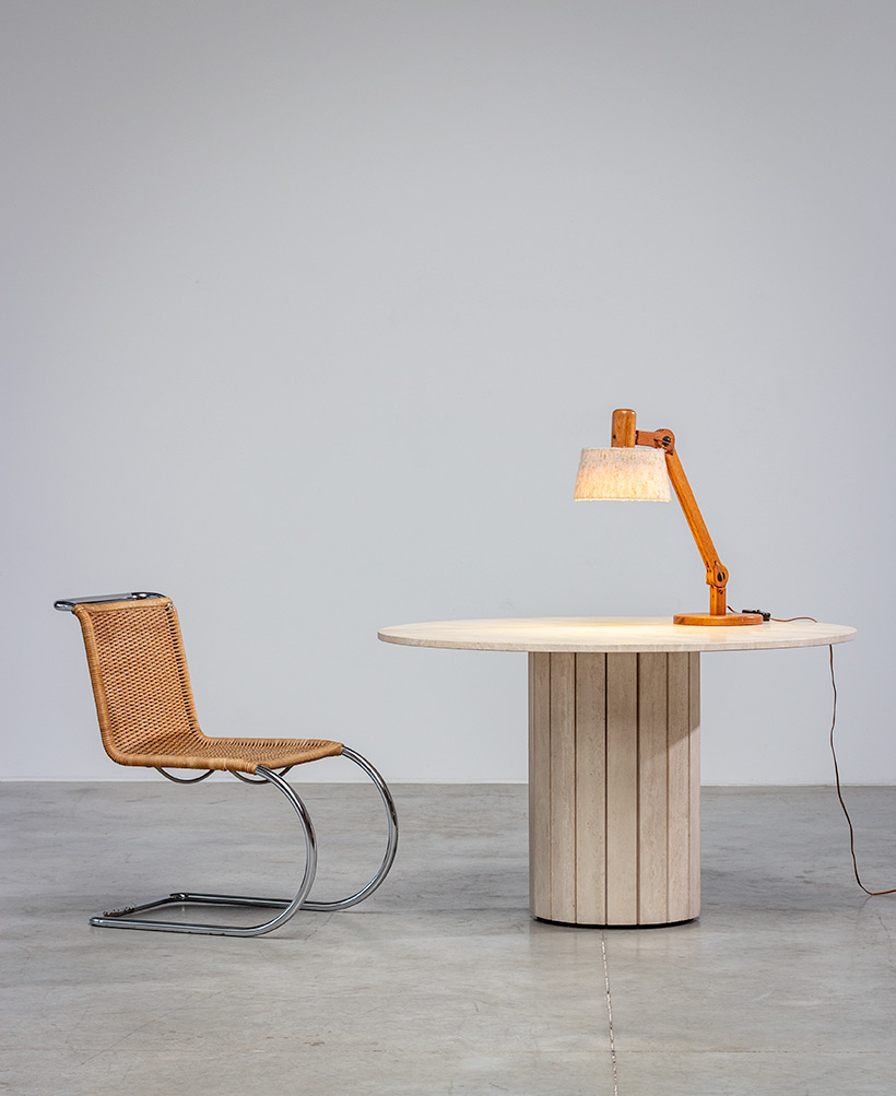 Architectural modern travertine dining table or console 1970s