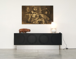 Black ebonized graphic modern sideboard