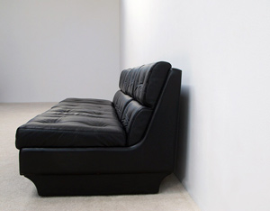Black leather modern four seater sofa for Airborne