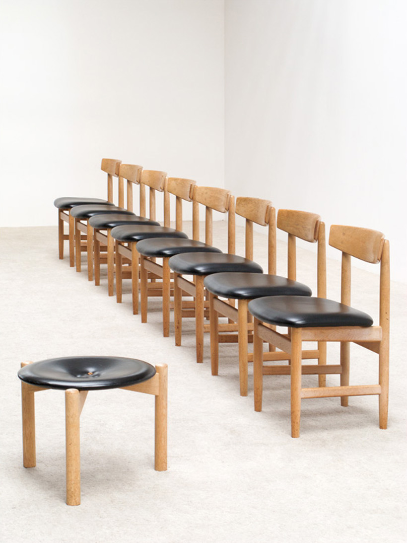 Borge Mogensen 8 leather dinning chairs for Karl Andersson and Soner
