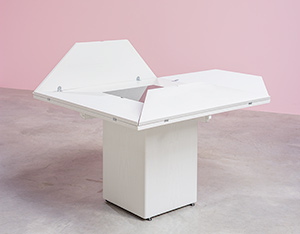 Cirkante postmodern white table Bob Van Den Berghe Pauvers 1976