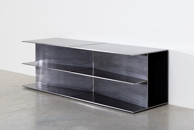 Claire Bataille pair plain steel side tables circa 1985 img 8