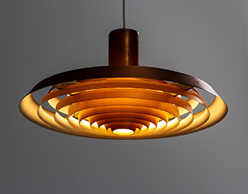 Copper pendant light Tallerken by Poul Henningsen for Louis Poulsen 1958