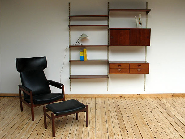 Danish modern teak wall unit eames era