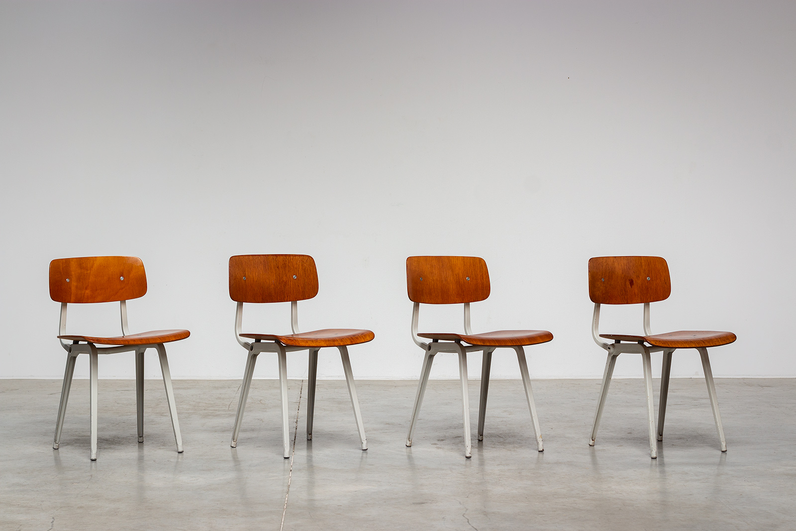 Four 1950 teak and grey metal Revolt chairs by Friso Kramer img 5