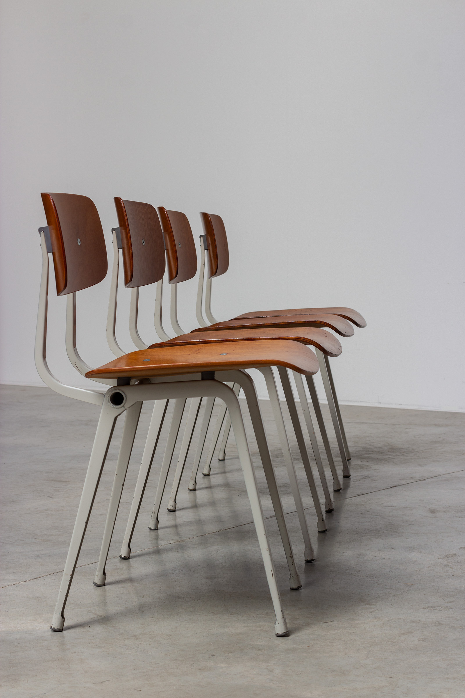 Four 1950 teak and grey metal Revolt chairs by Friso Kramer img 8