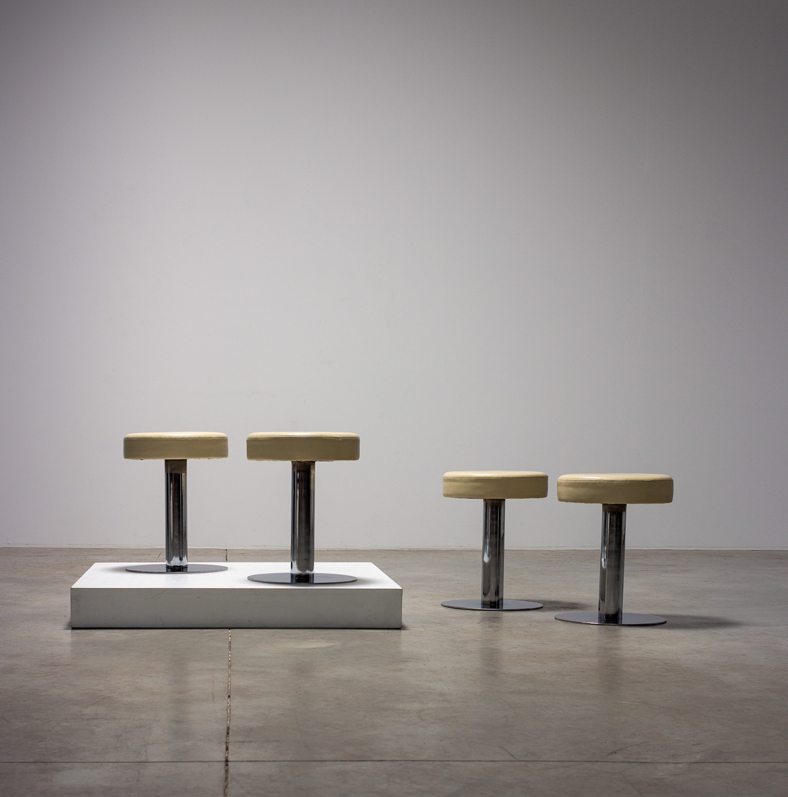 Four Chrome side Stools in leatherette 1970