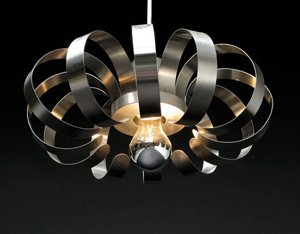 French brushed steel ceiling lamp 1970