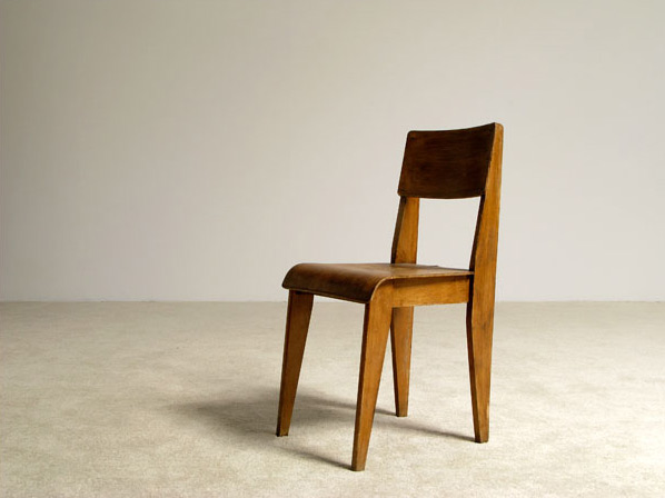 French wooden school chair 1950
