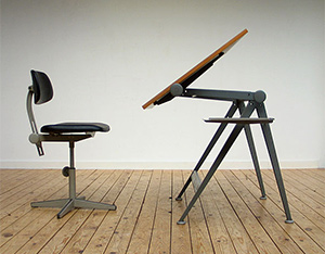 Friso Kramer Industrial drafting table and chair 1954