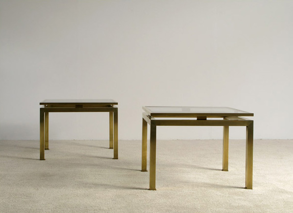 Guy Lefevre pair of brass side tables Maison Jansen