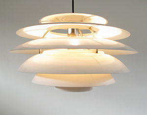 Hanging White Modernist Chandelier by Stilnovo