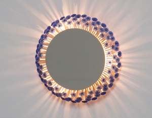 Illuminated circular flower mirror
