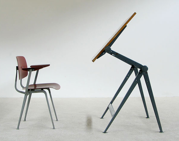 Industrial Reply drafting table Wim Rietveld and Friso Kramer chair