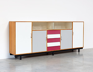 Large modernism Formica sideboard with a play of colors circa 1950