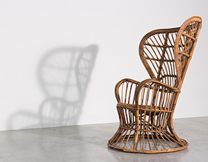 Lio Carminati and Gio Ponti Wicker chair for Vittorio Bonacina 1950