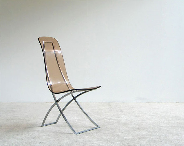 Lucite chrome side chair Edmond Vernassa