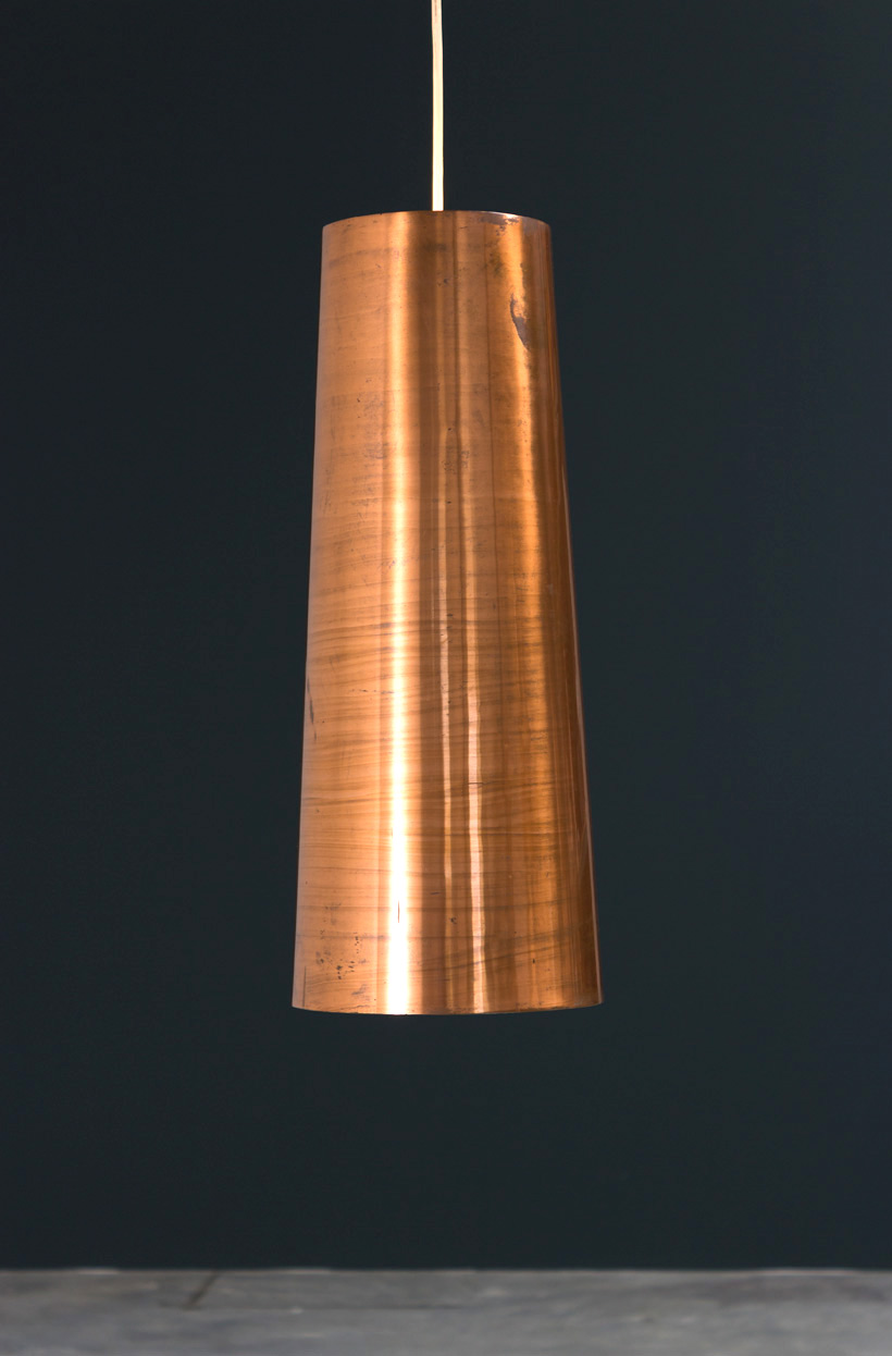 Massive copper Danish origin pendant light 1950