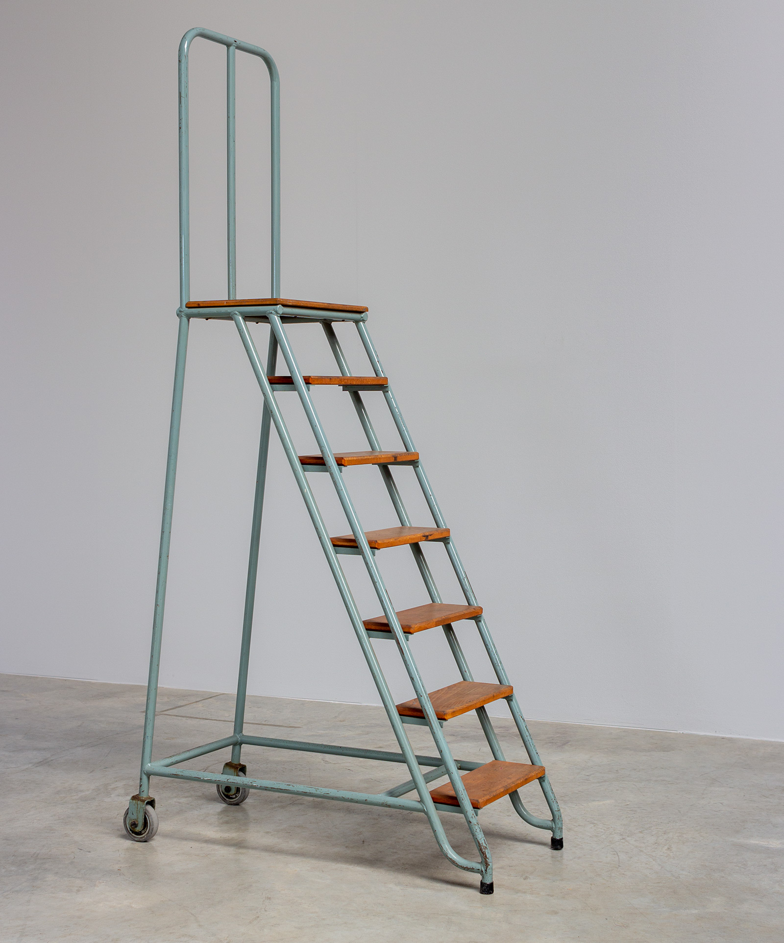 Mid Century Industrial Library Ladder 1950s img 3