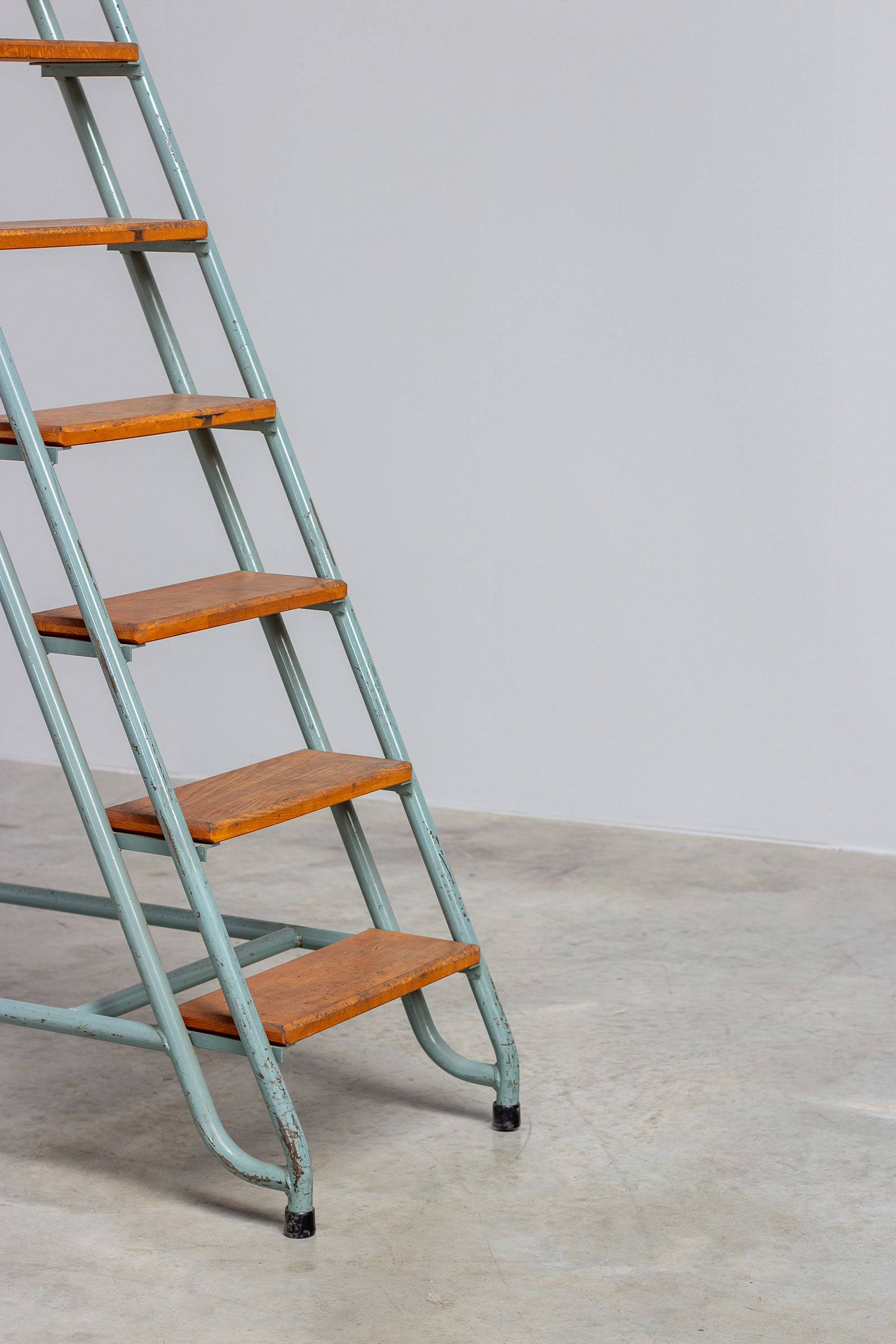 Mid Century Industrial Library Ladder 1950s img 6