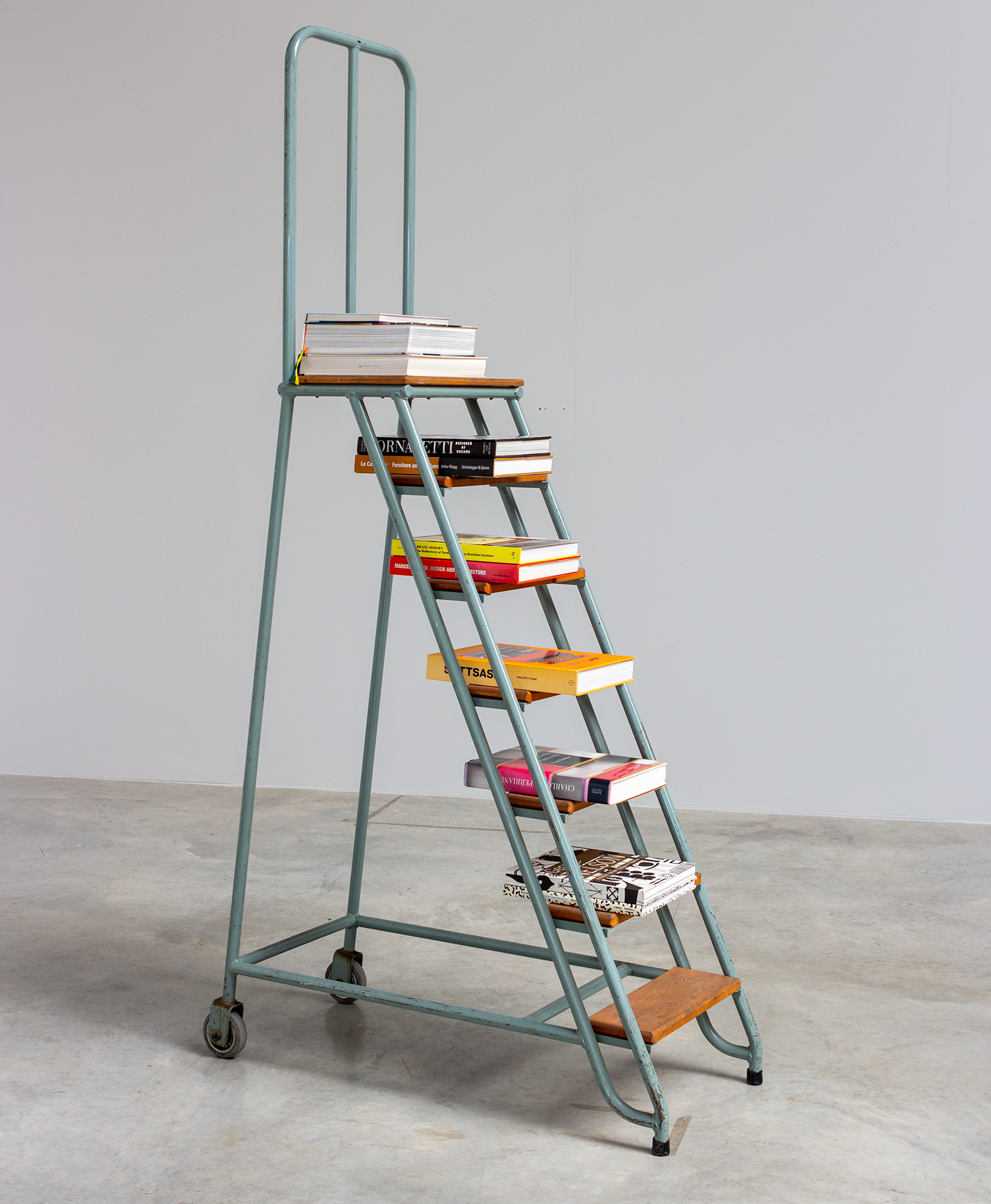Mid Century Industrial Library Ladder 1950s img 7