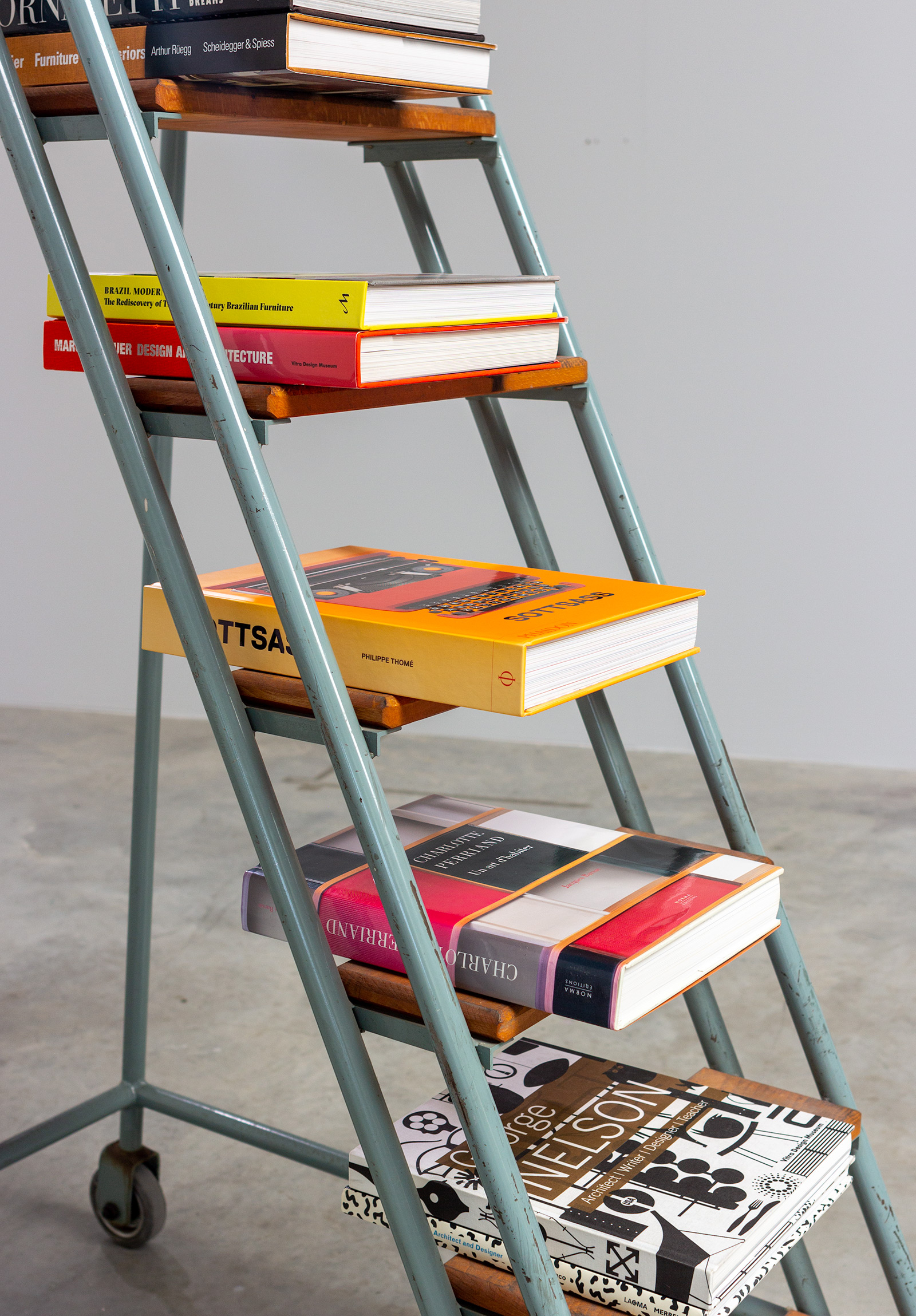 Mid Century Industrial Library Ladder 1950s img 8