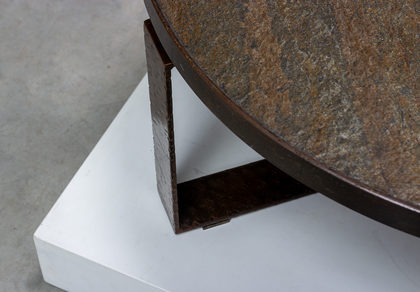 Mid century modern stone and steel coffee table 1970 img 5