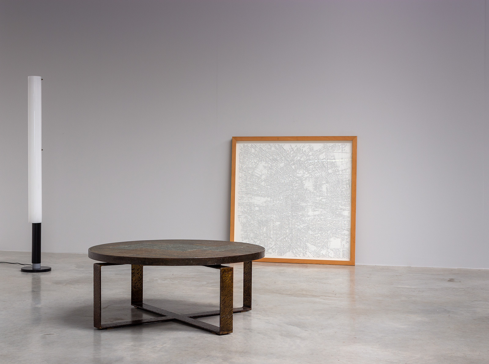Mid century modern stone and steel coffee table 1970 img 8