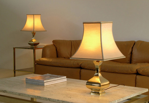 Pair of elegant classic regency brass table lamps