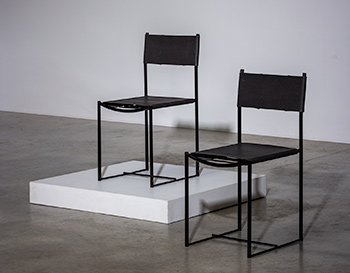 Pair of Giandomenico Belotti black Spaghetti chairs 1979