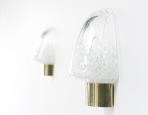 Pair of Italian Murano glass and brass sconces wall lights