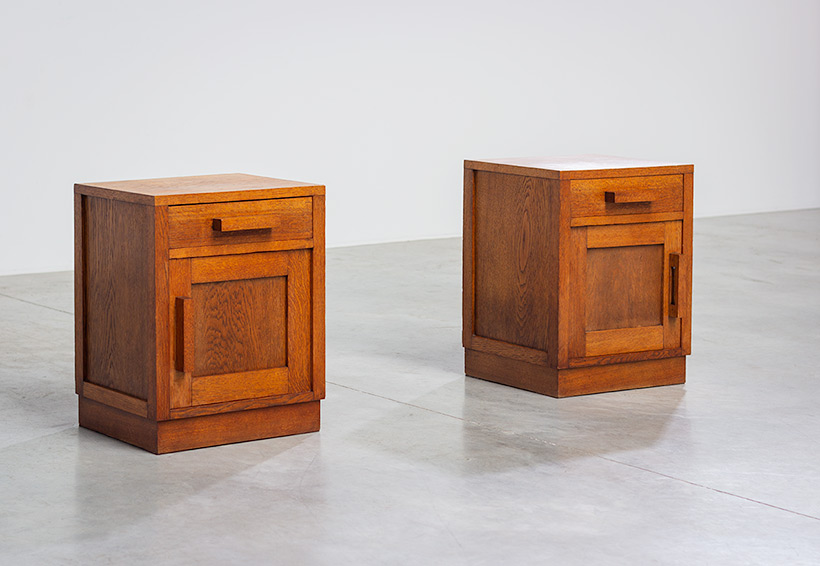 Pair of modernist geometric night stands or bedside tables Art Deco 1920 img 4