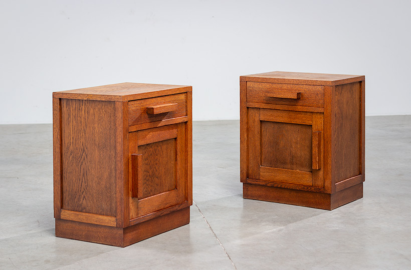Pair of modernist geometric night stands or bedside tables Art Deco 1920 img 7