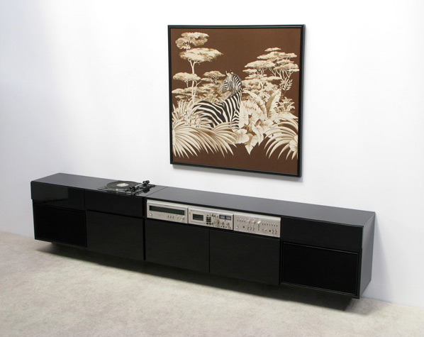 Paolo Tommasi large black lacquered Stereo Sideboard