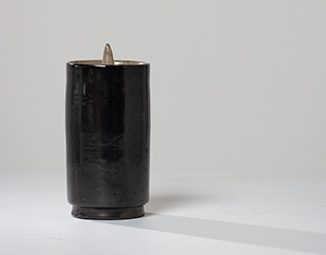 Perignem black cylindrical vase Belgian Ceramic 1960
