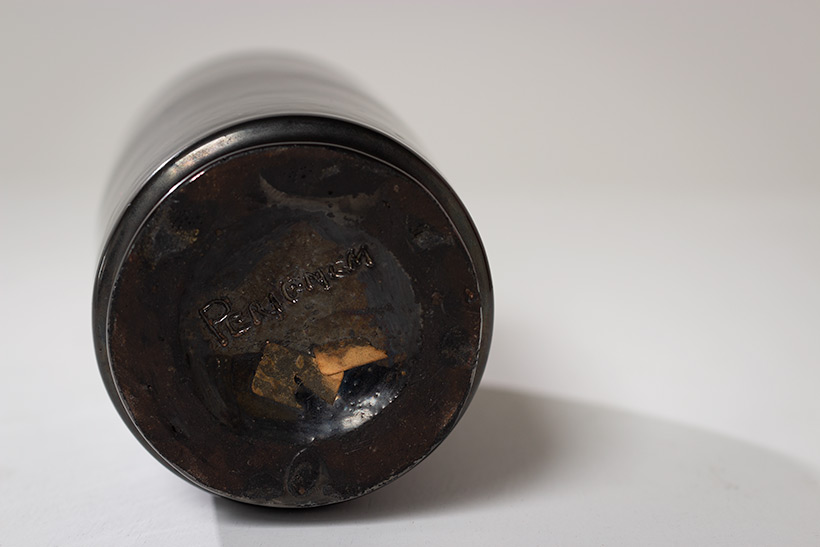 Perignem black cylindrical vase Belgian Ceramic 1960 img 5