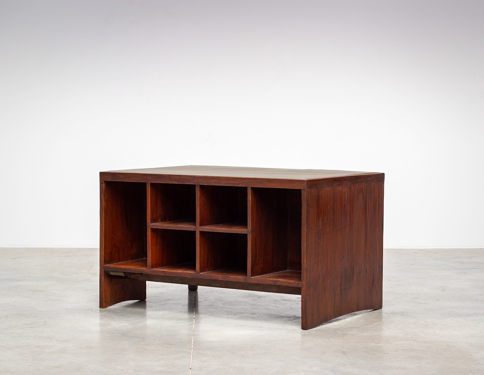 Pierre Jeanneret pigeonhole or PJ-BU-02-A office desk with bookcase Chandigarh img 3