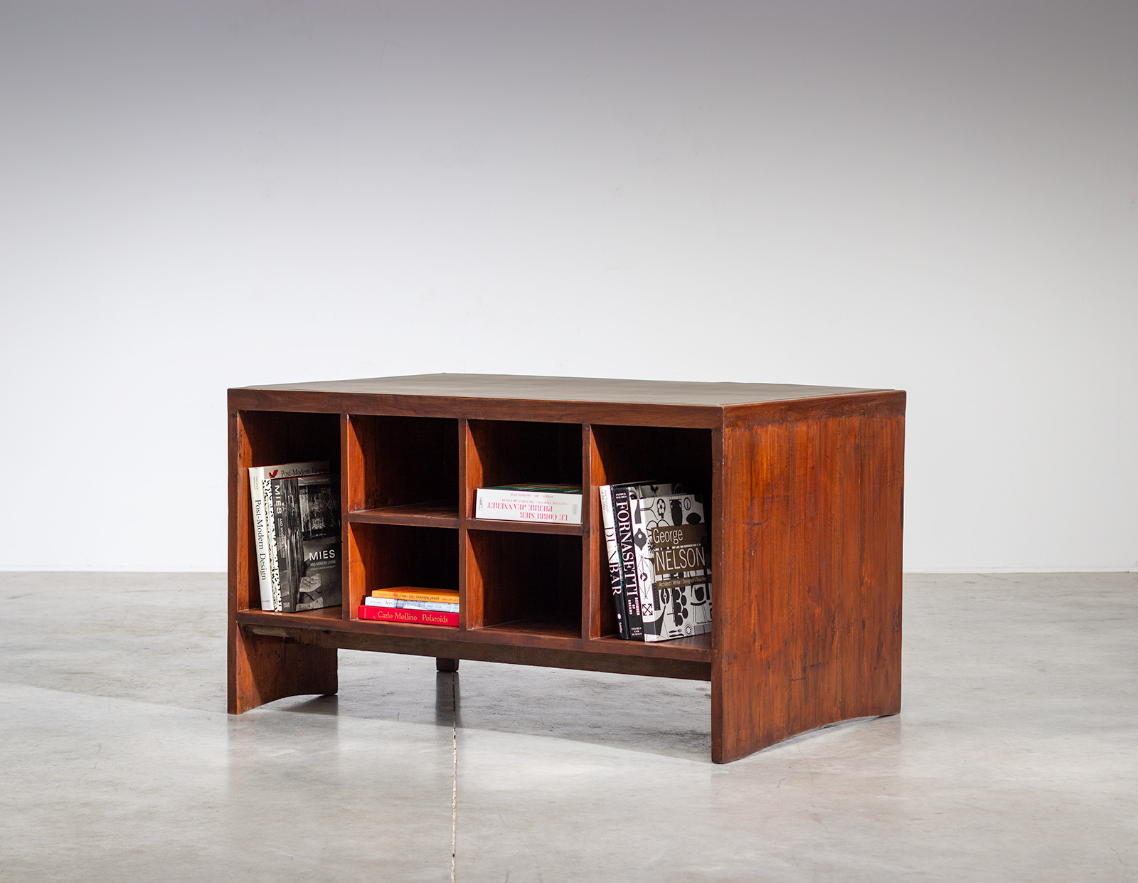 Pierre Jeanneret pigeonhole or PJ-BU-02-A office desk with bookcase Chandigarh img 5
