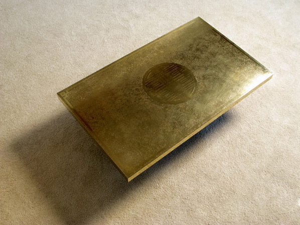 Signed Ricco D etched brass coffee table 1970
