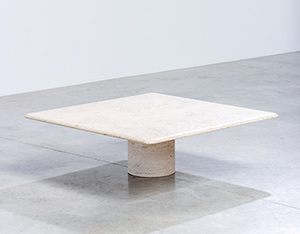 Travertine UP UP coffee cocktail table with postmodern clean lines