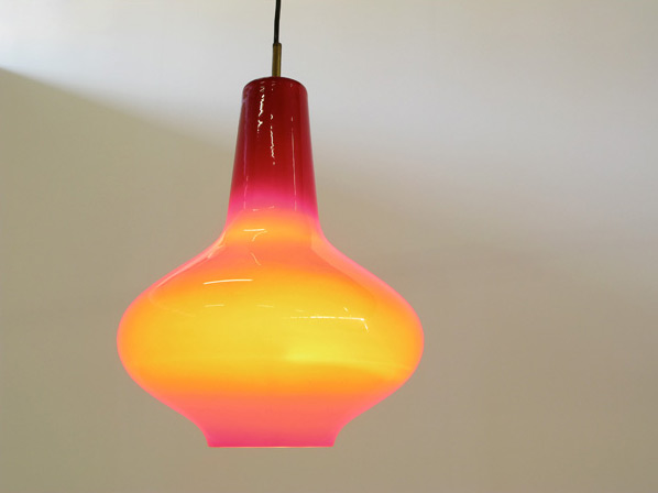 Vistosi Red Glass ceiling lamp 1960