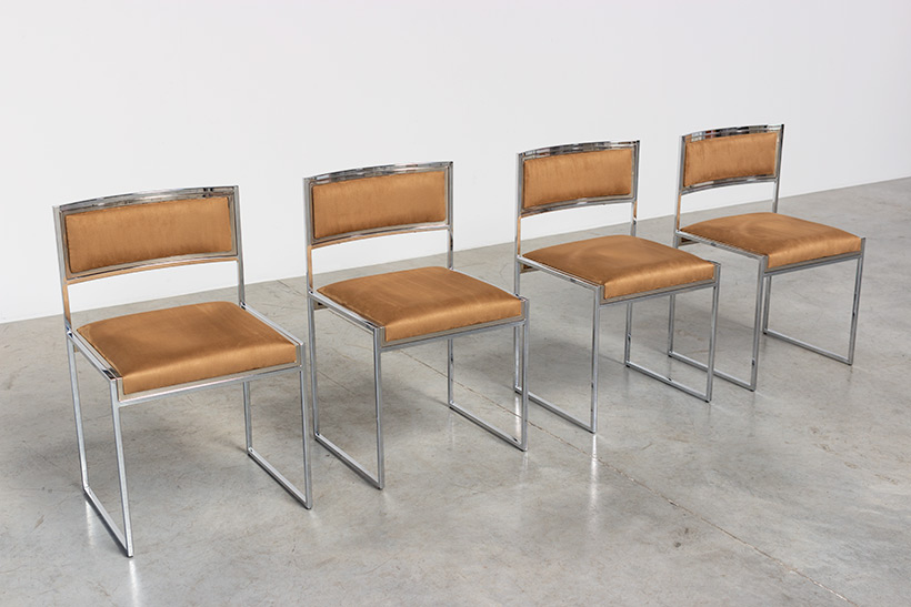 Willy Rizzo set of four cubistic dining chairs circa 1970