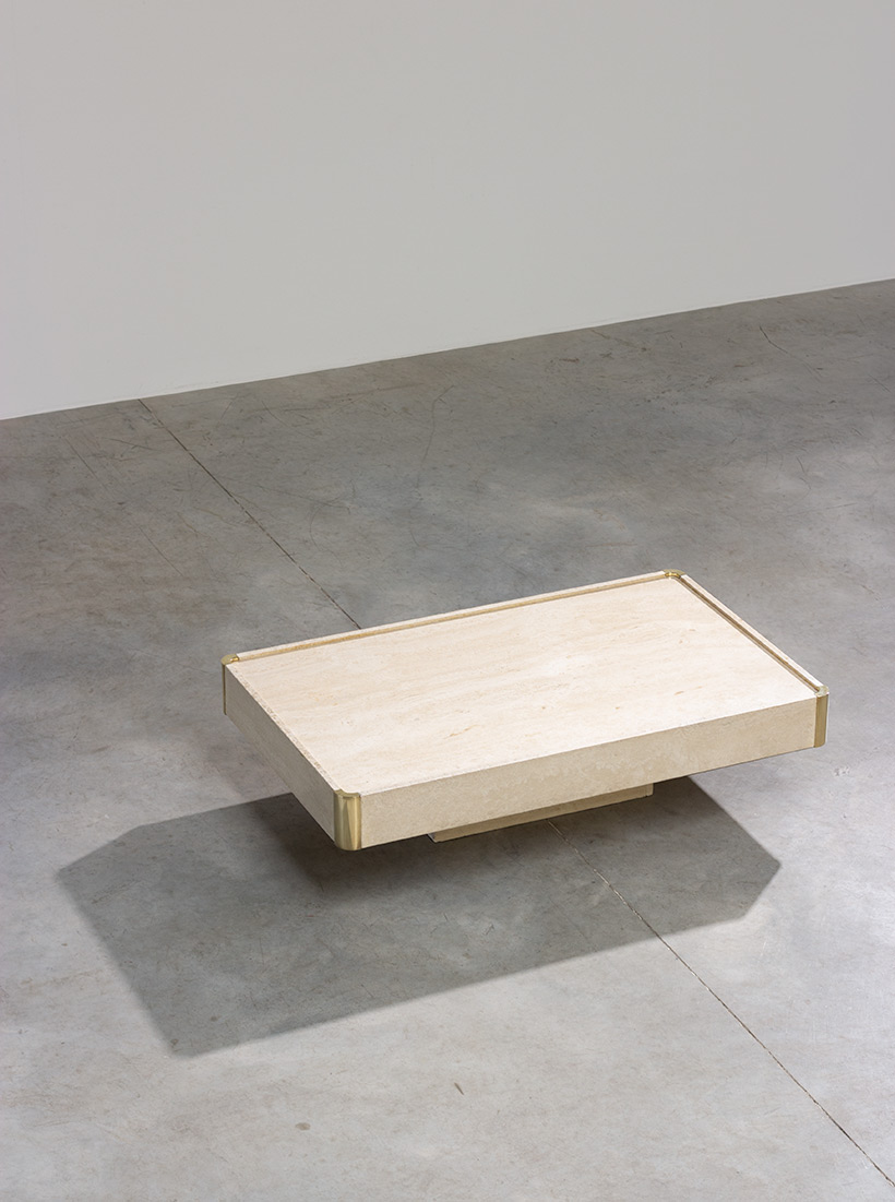 Willy Rizzo travertine and brass coffee table modernism 1970 img 5