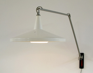 Wim Rietveld White Panama industrial swing lamp